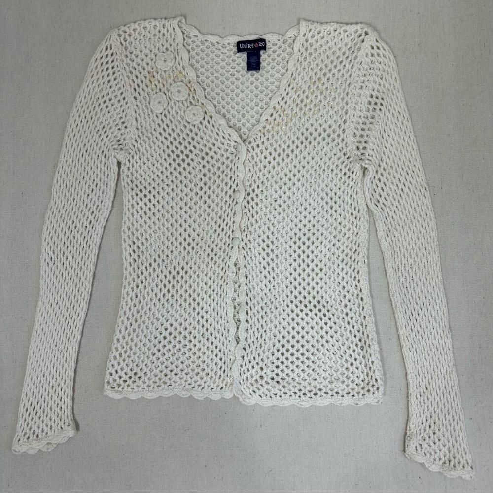 Limited Too Cream Open-Knit Cardigan Sweater